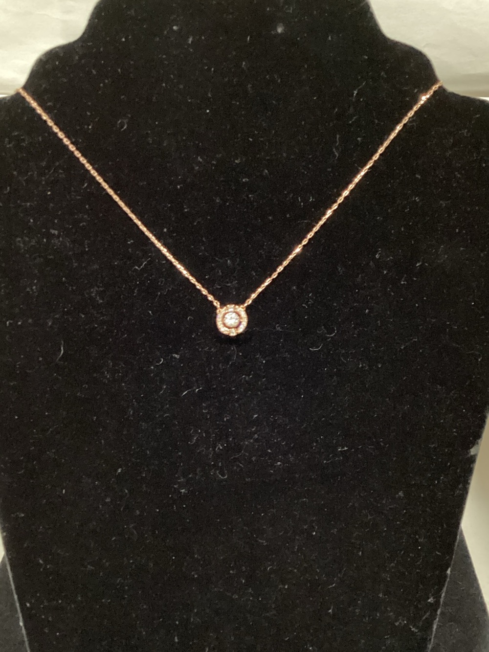 Swarovski Rose Gold Halo Pendant Necklace with Clear Crystal